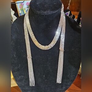 Paparazzi Silver Tone Rhinestone Necklace Statement Piece